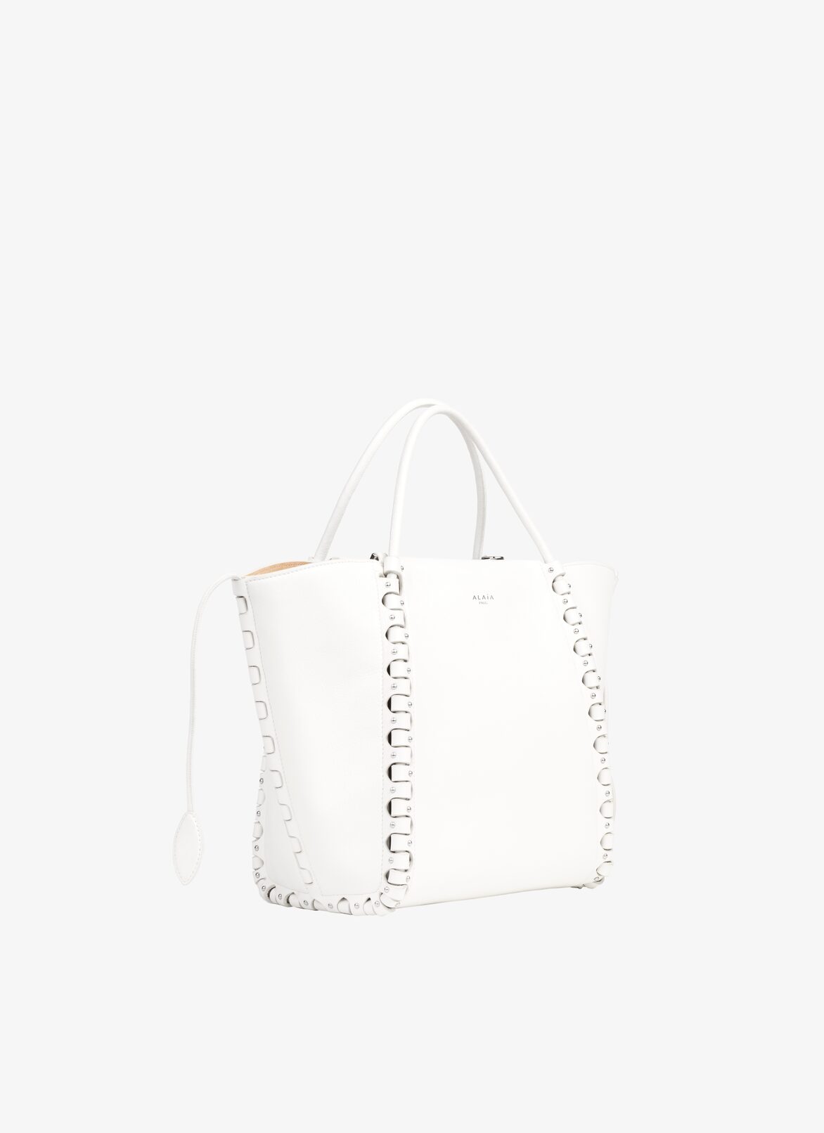 SMALL HINGE LEATHER BAG ALAÏA OPTIC WHITE SMALL HINGE LEATHER BAG